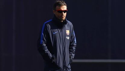 Luis Enrique, durante un entrenamiento en la Ciudad Deportiva. 