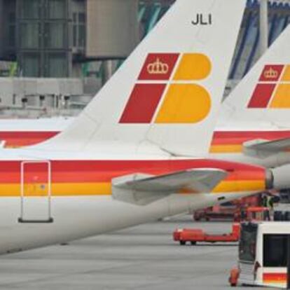 Aviones de Iberia en el aeropuerto de Barajas.