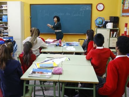 Una clase en el colegio Vasco N&uacute;&ntilde;ez de Balboa de Madrid.