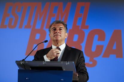 El candidato a la presidencia del FC Barcelona Joan Laporta, este jueves.