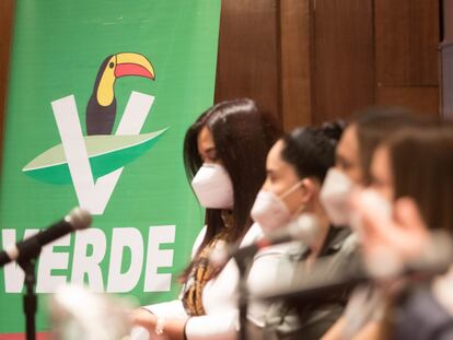 Una conferencia de prensa del Partido Verde Ecologista de México, en diciembre de 2020.