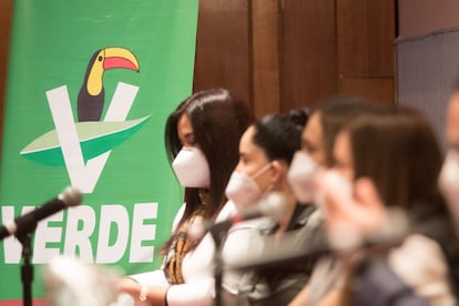 Una conferencia de prensa del Partido Verde Ecologista de México, en diciembre de 2020.