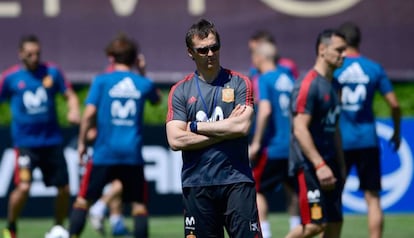 Julen Lopetegui durante un entrenamiento con la Selección Española de Fútbol