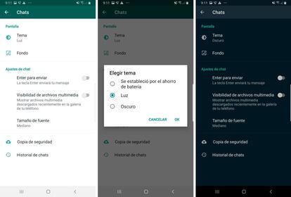 Modo oscuro de WhatsApp ya disponible.