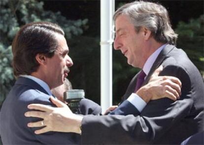 Kirchner y Aznar, esta mañana en Madrid.