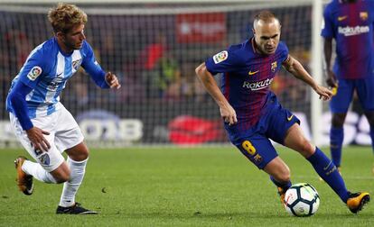 Andrés Iniesta en un partido Barça-Málaga.