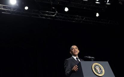 El presidente estadounidense Barack Obama, durante el Desayuno Nacional de la Oración en Washington.