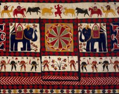 Un tapiz de Gujarat de la exposición del museo Victoria and Albert sobre tejidos de la India.