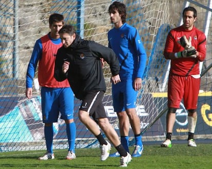 Entrenamiento de la Real Sociedad en Zubieta con Montanier en carrera.