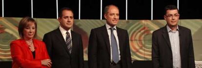 Marga Sanz (EU), Jorge Alarte (PSPV), Francisco Camps (PP) y Enric Morera (Compromís), el viernes en el debate de Canal 9.