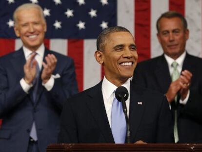 Barack Obama durante o discurso do Estado da União.