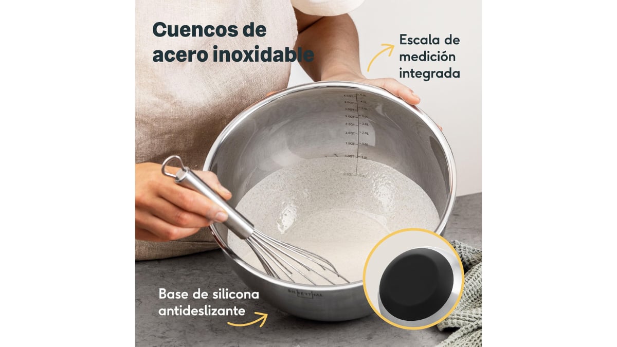 Estos cuencos tiene una base antideslizante.