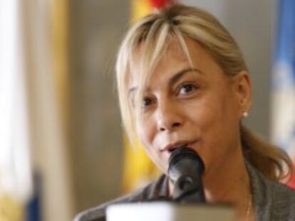 La alcaldesa de Alicante, Sonia Castedo, en una rueda de prensa celebrada este mi&eacute;rcoles.