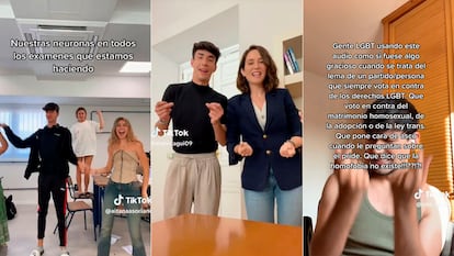 Vídeos de TikTok de Aitana Soriano, Mario Agui y Jorge García que usan la melodía 'Ganas', del PP madrileño.