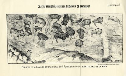 Dibujo de Altamira incluido en el libro de Sanz de Sautuola.
