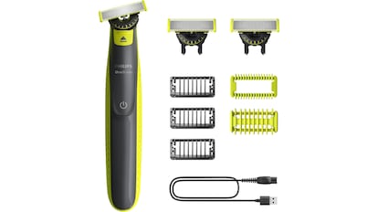 Vista de um barbeador elétrico Philips com desconto na Amazon.