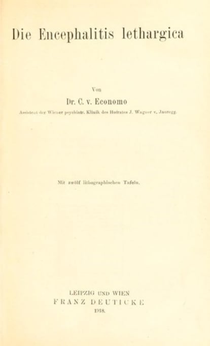 Portada de una de las primeras ediciones del trabajo de Von Economo sobre la encefalitis letárgica.