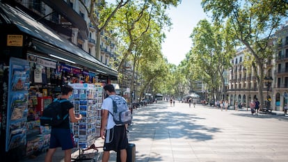 Una imagen de La Rambla de Barcelona, sin turistas, en agosto del año pasado.