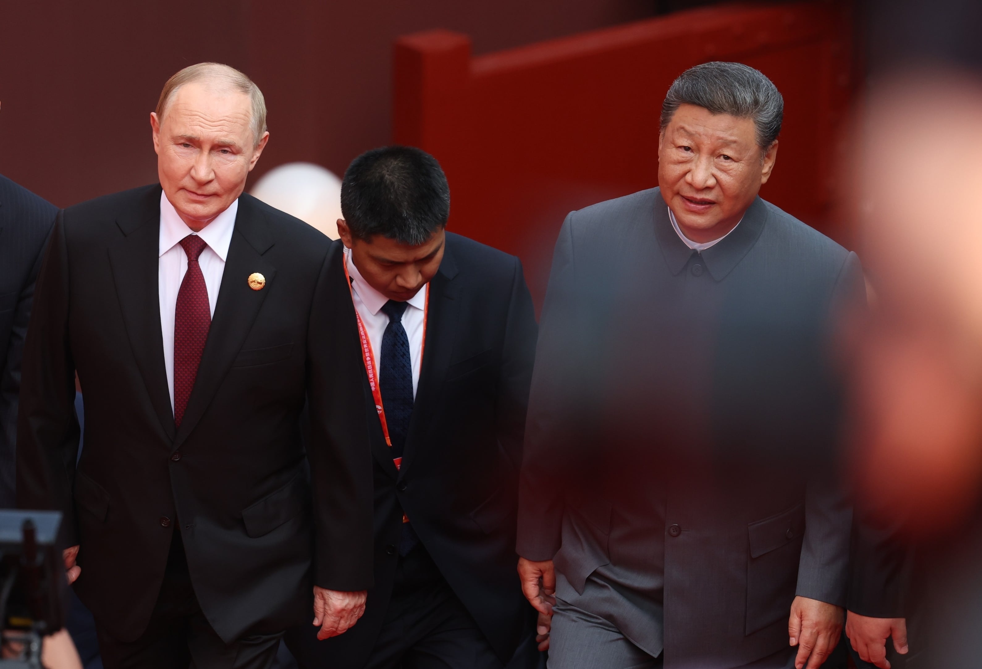 El presidente ruso Vladimir Putin, y el chino, Xi Jinping, durante los actos en Pekín por el 80º aniversario del final de la II Guerra Mundial.