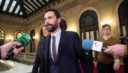 Roger Torrent, aquest dimecres, a la seva arribada al Parlament.