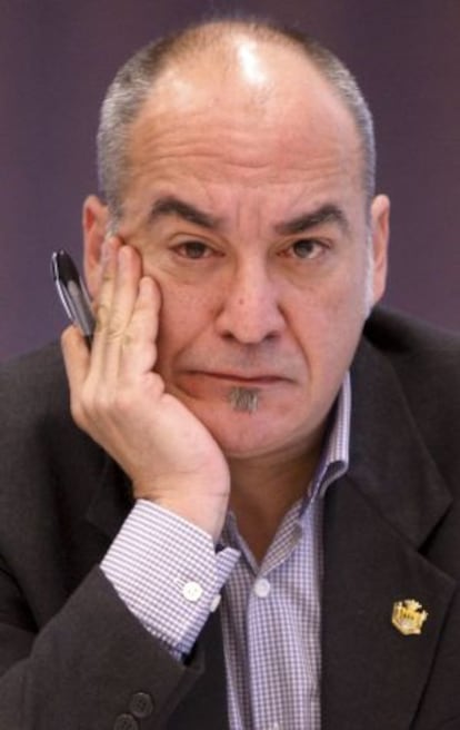 El diputado general de Gipuzkoa, Martín Garitano, durante su comparecencia.