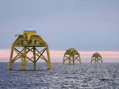 Estructuras marinas (‘jackets’) construidas por Navantia para una explotación eólica de Iberdrola en el mar Báltico. 