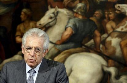 El primer ministro Mario Monti en el palacio Chigi en Roma. 