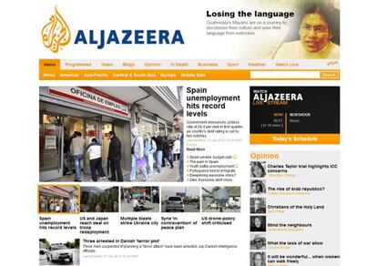 Captura de la p&aacute;gina web de Al Jazeera.