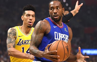 Kawhi Leonard y Danny Green, en el Clippers-Lakers.