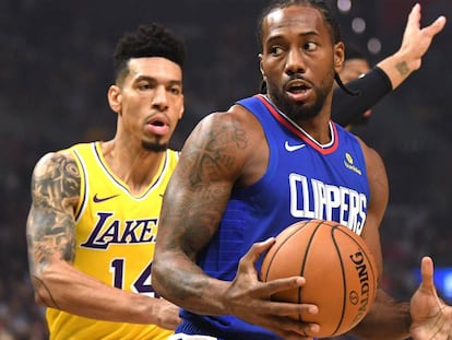 Kawhi Leonard y Danny Green, en el Clippers-Lakers.