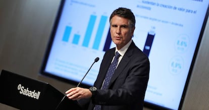 Jaume Guardiola, consejero delegado de Banco Sabadell este viernes en Madrid.