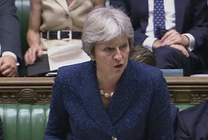 Theresa May durante una intervención en el Parlamento de Westminster.