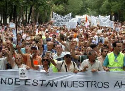 Manifestación de afectados por la presunta estafa de Fórum Filatélico y Afinsa en Madrid el pasado julio.