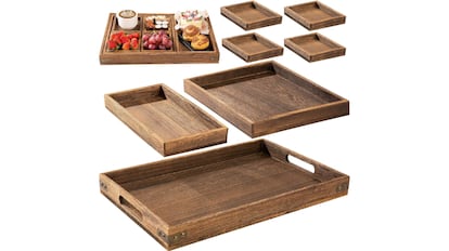 Bandeja para servir aperitivos multiusos, acompañada de cajas más pequeñas que se pueden colocar en el interior o retirar para separar la comida (‎2,54 x 2,54 x 2,54 cm)