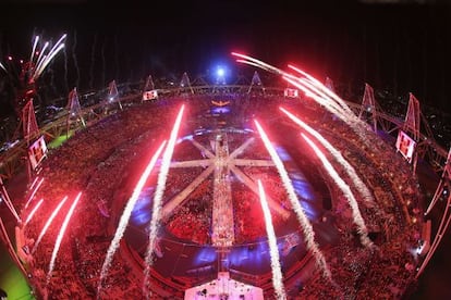 Los fuegos artificiales de la ceremonia de clausura.