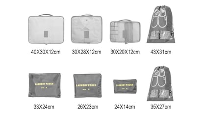 Each of the bags has measures.