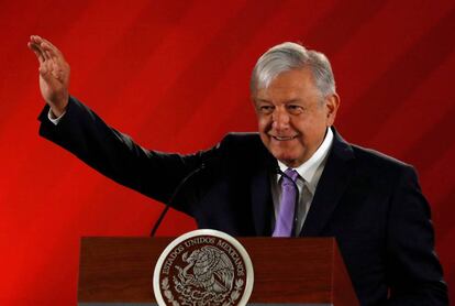 López Obrador, durante una conferencia de prensa matutina.