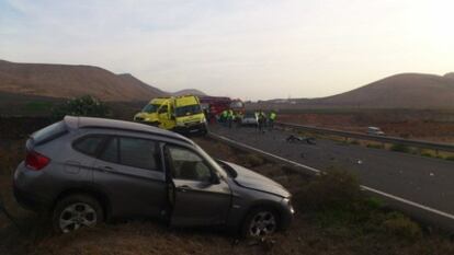 Accidente De tráfico en el municipio de Yaiza (Canarias).