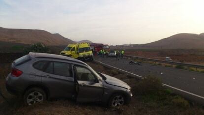 Accidente De trfico en el municipio de Yaiza (Canarias).