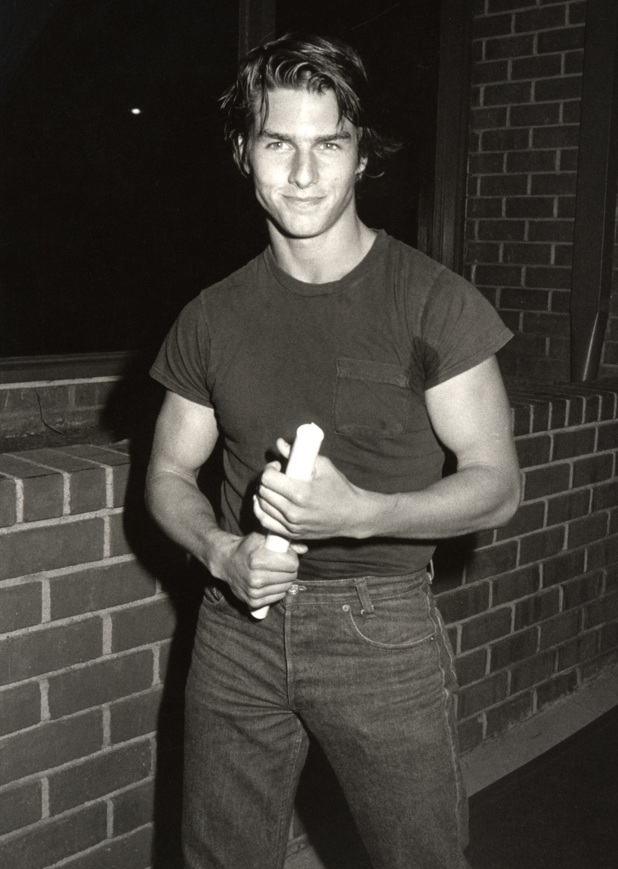 Remembered by many for dancing in his underwear as Joel Goodsen in Risky Business. Cruise showed up to the premiere of one of his biggest box office hits wearing jeans and a simple black T-shirt.