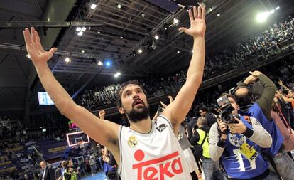 Sergio Llull celebra la victoria.