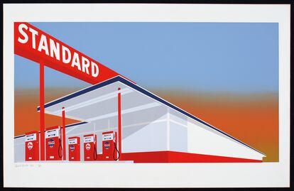 'Standard Station', una serigrafía en color de Ed Ruscha, 1966.