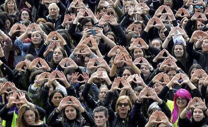 Manifestación feminista en Bilbao el 8 de marzo de 2018.