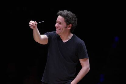 Gustavo Dudamel durante un ensayo en el Teatro Real el pasado mes de enero.