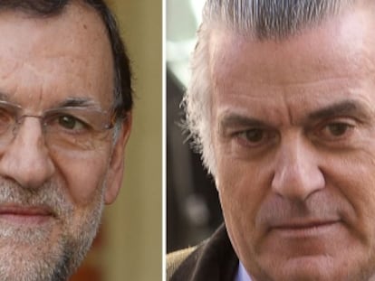 El presidente del Gobierno, Mariano rajoy, y el extesorero del PP, Luis Bárcenas.