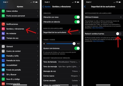 Seguridad de los auriculares en el iPhone.