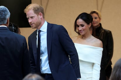 Britain's Prince Harry, Duke of Sussex and his wife Meghan, Duchess of Sussex