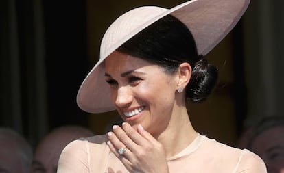 Meghan Markle, duquesa de Sussex, em seu primeiro ato público depois do casamento, em 22 de maio de 2018.