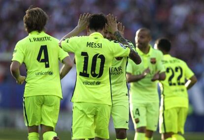 Messi celebra su gol contra el Atlético.