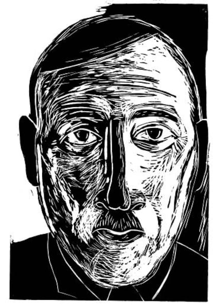 Zweig, visto por Antonio Santos. Ilustración incluida en 'Stefan Zweig, la tinta violeta'.